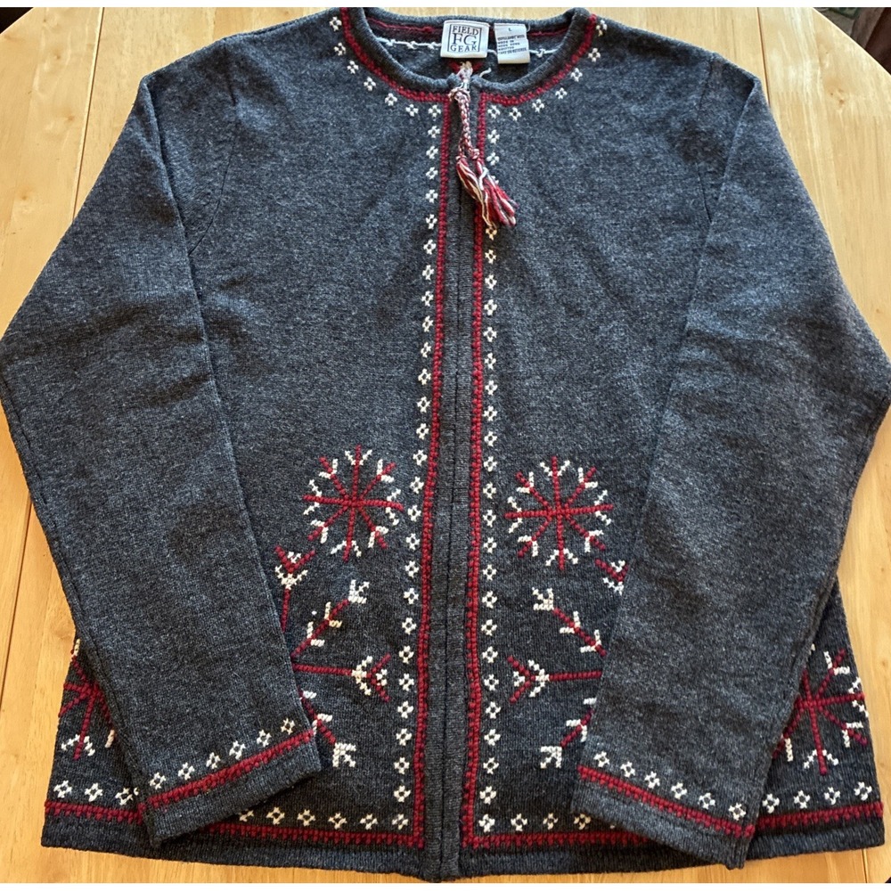 Field Gear  100% Lambs Wool Snowflake Sweater Size Large Women's